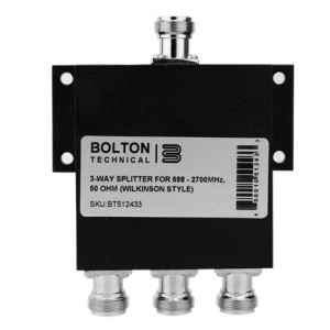 Bolton Technical BT512433 3-Way Splitter, 689-2700 MHz Wilkinson Style, 50 Ohm, N-female